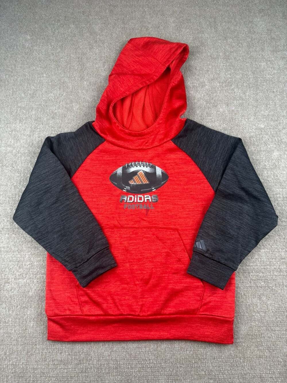 Adidas Boys Youth Football Pullover Fleece Hoodie Red and Black